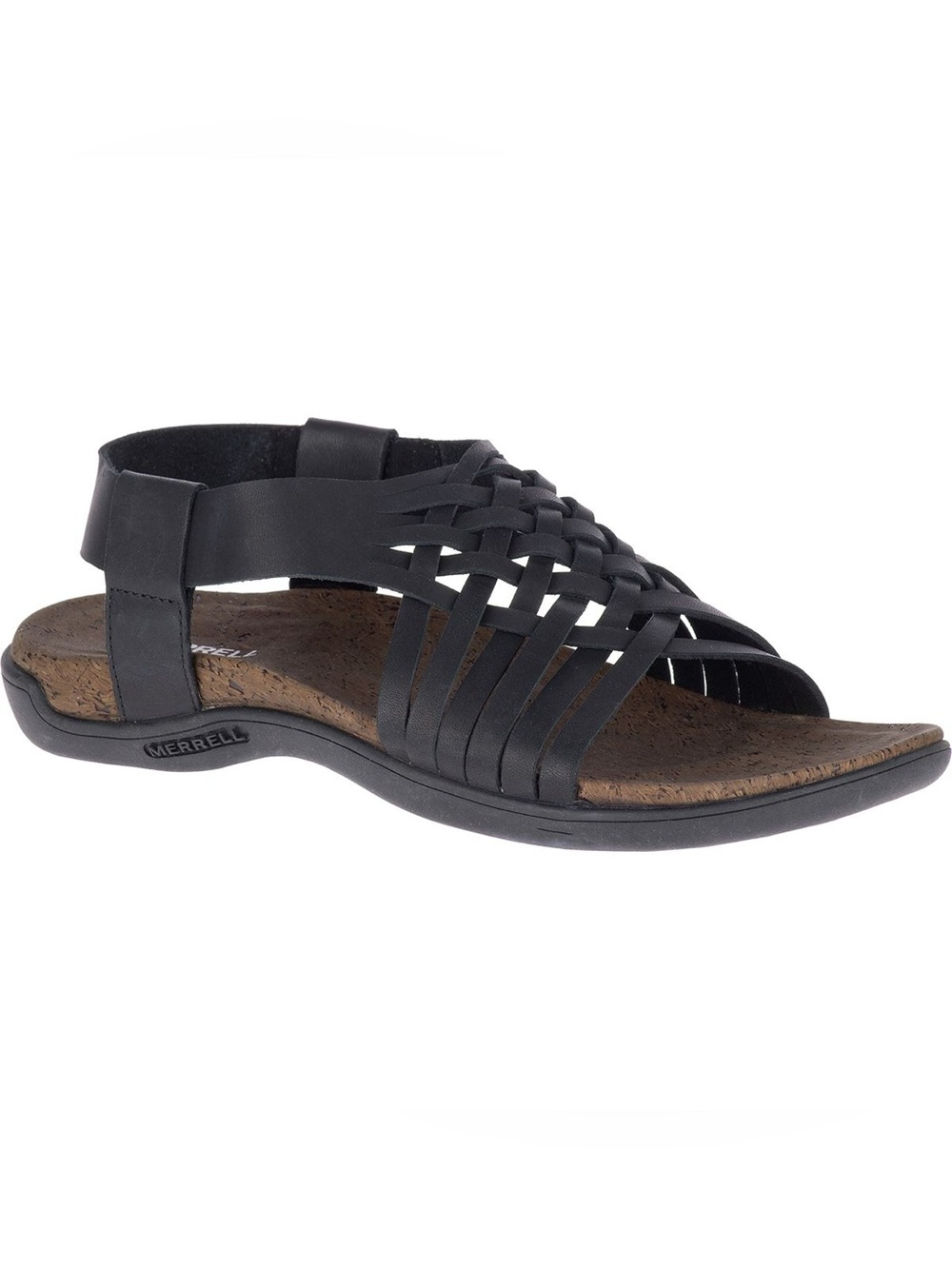 Merrell District Mahana Backstrap Sandal Black Woven Leather Size 6 Like New